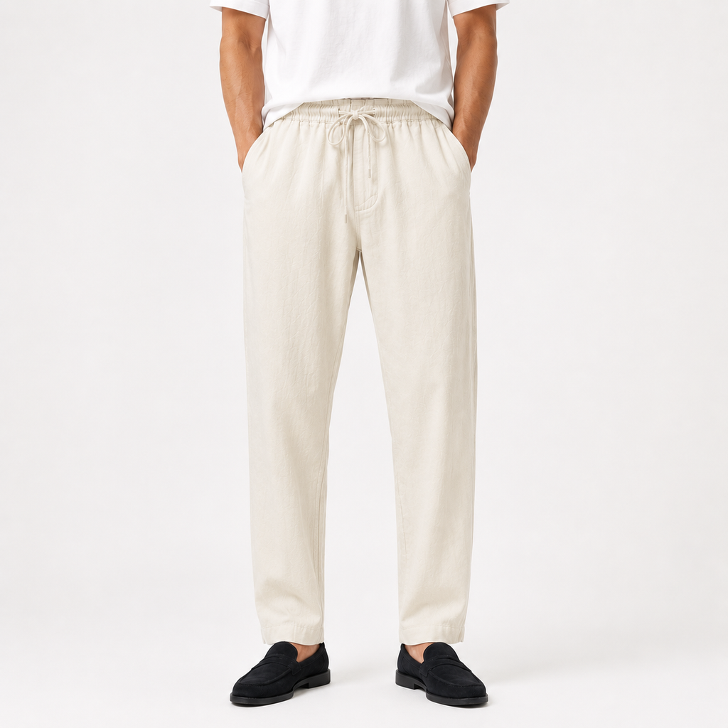 Men Linen Trousers - Crème