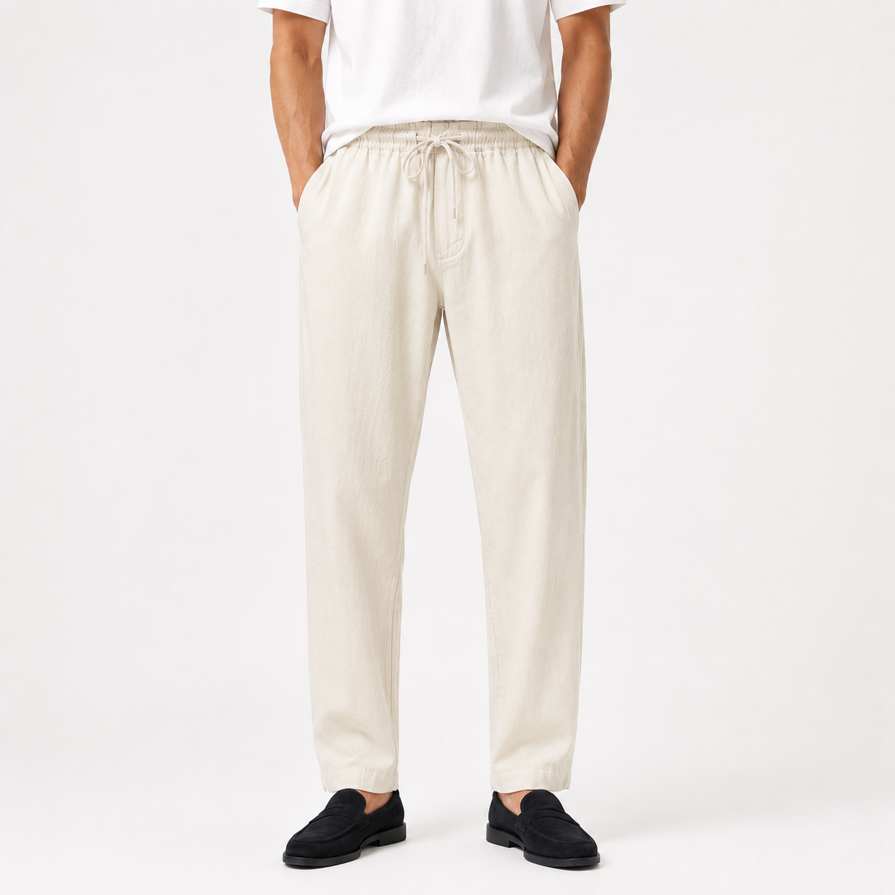 Men Linen Trousers - Crème