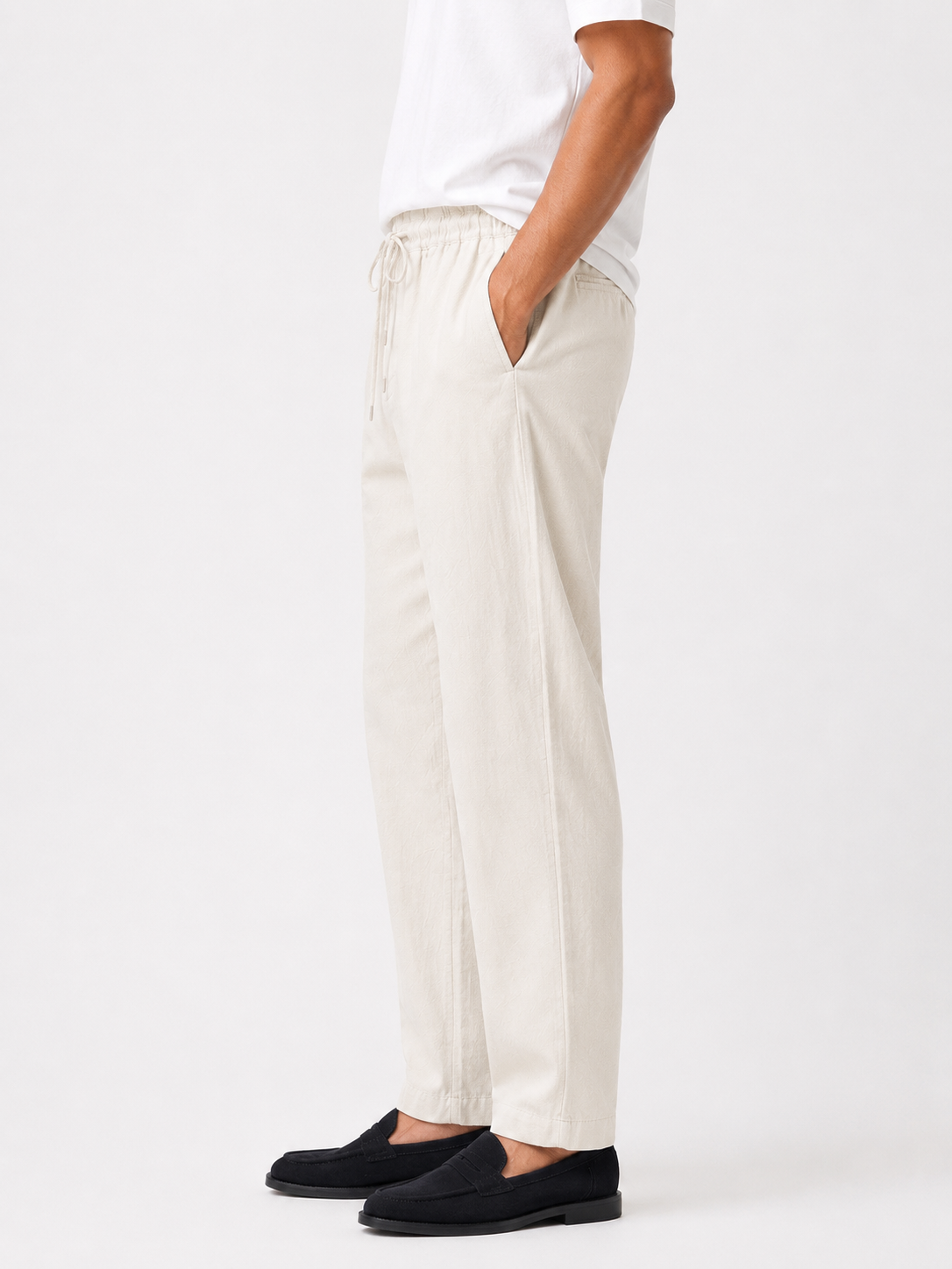 Men Linen Trousers - Crème