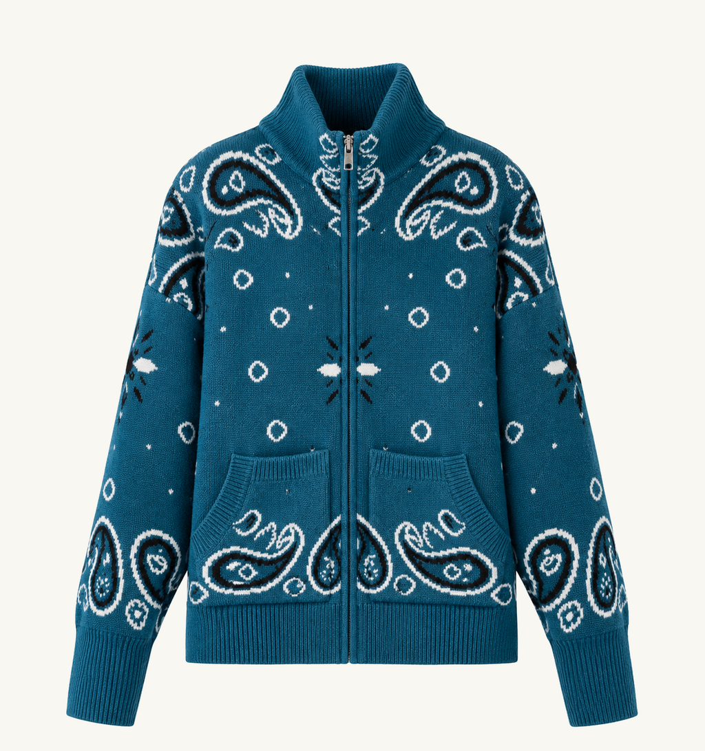 Blue Zip Up Cardigan