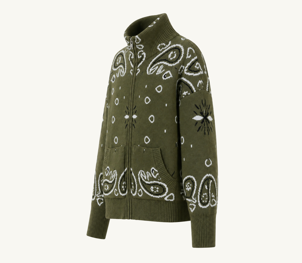 Green Zip Up Cardigan