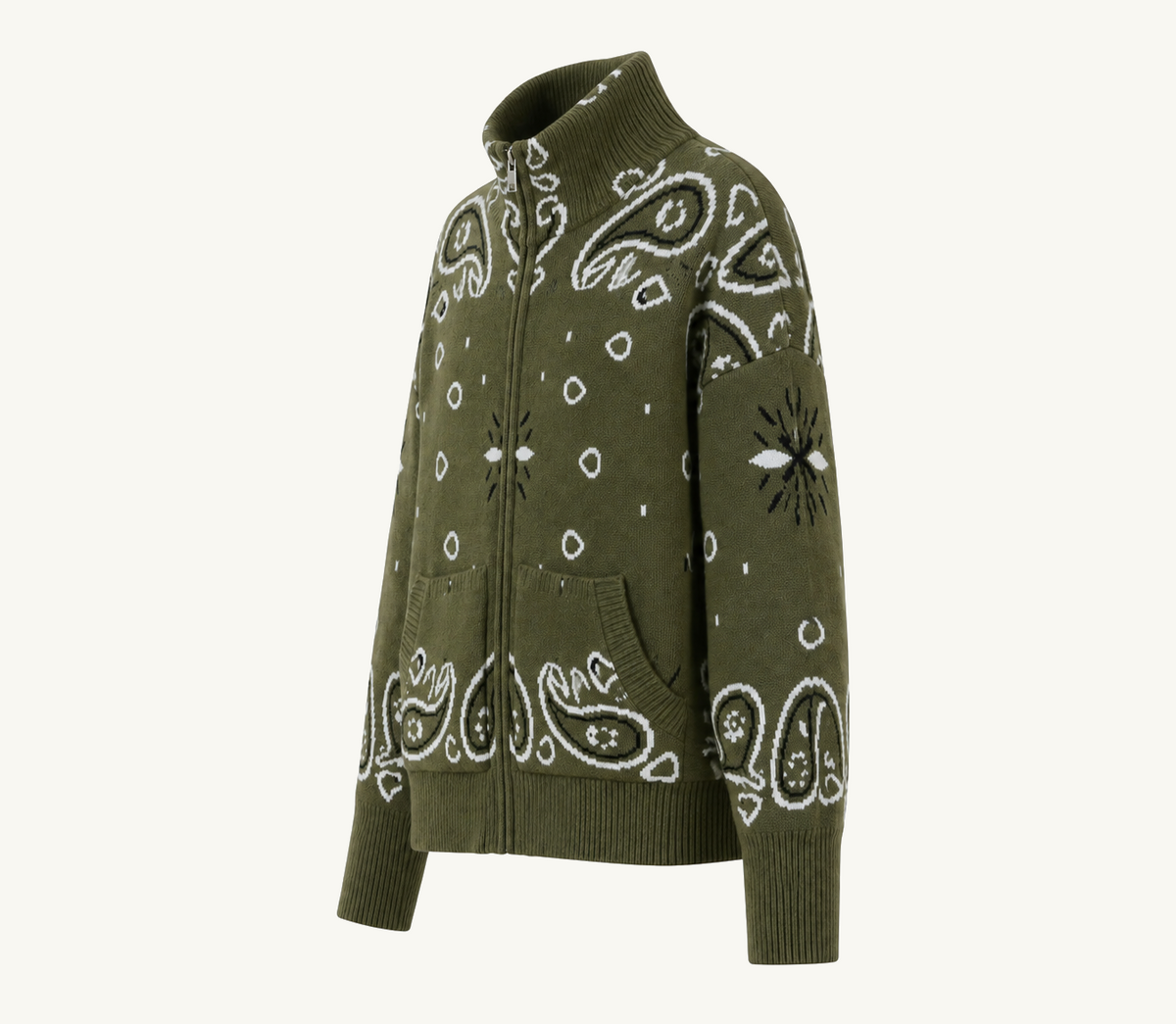 Green Zip Up Cardigan