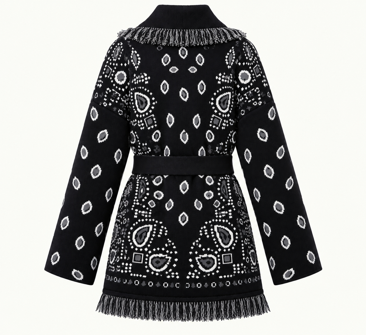 Monica  – Black/White Fringe Cardigan