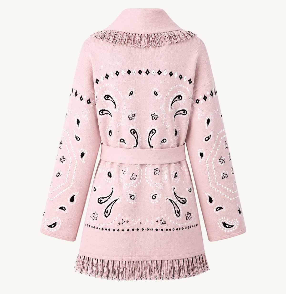 Sabrina – Pink Fringe Cardigan