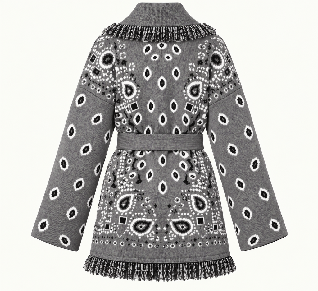 Sandra – Grey Fringe Cardigan