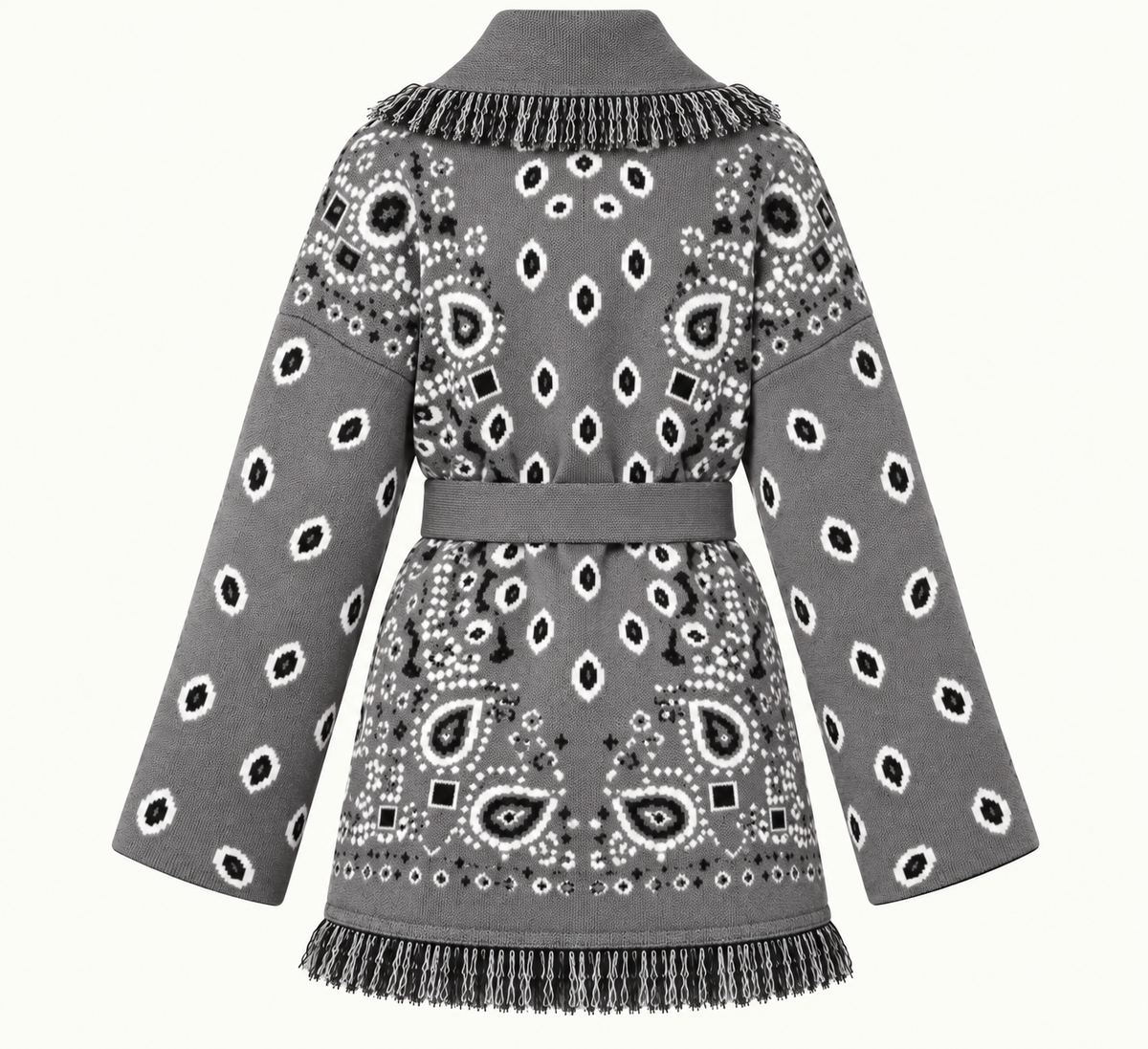 Sandra – Grey Fringe Cardigan
