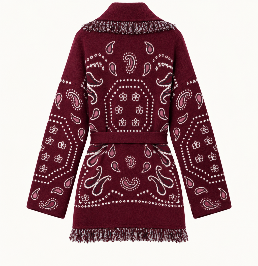 Giulia – Burgundy Fringe Cardigan
