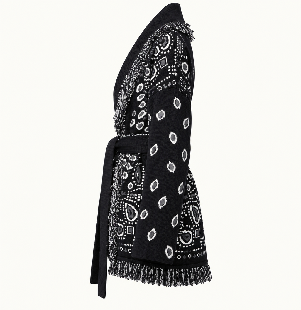 Monica  – Black/White Fringe Cardigan
