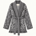 Sandra – Grey Fringe Cardigan