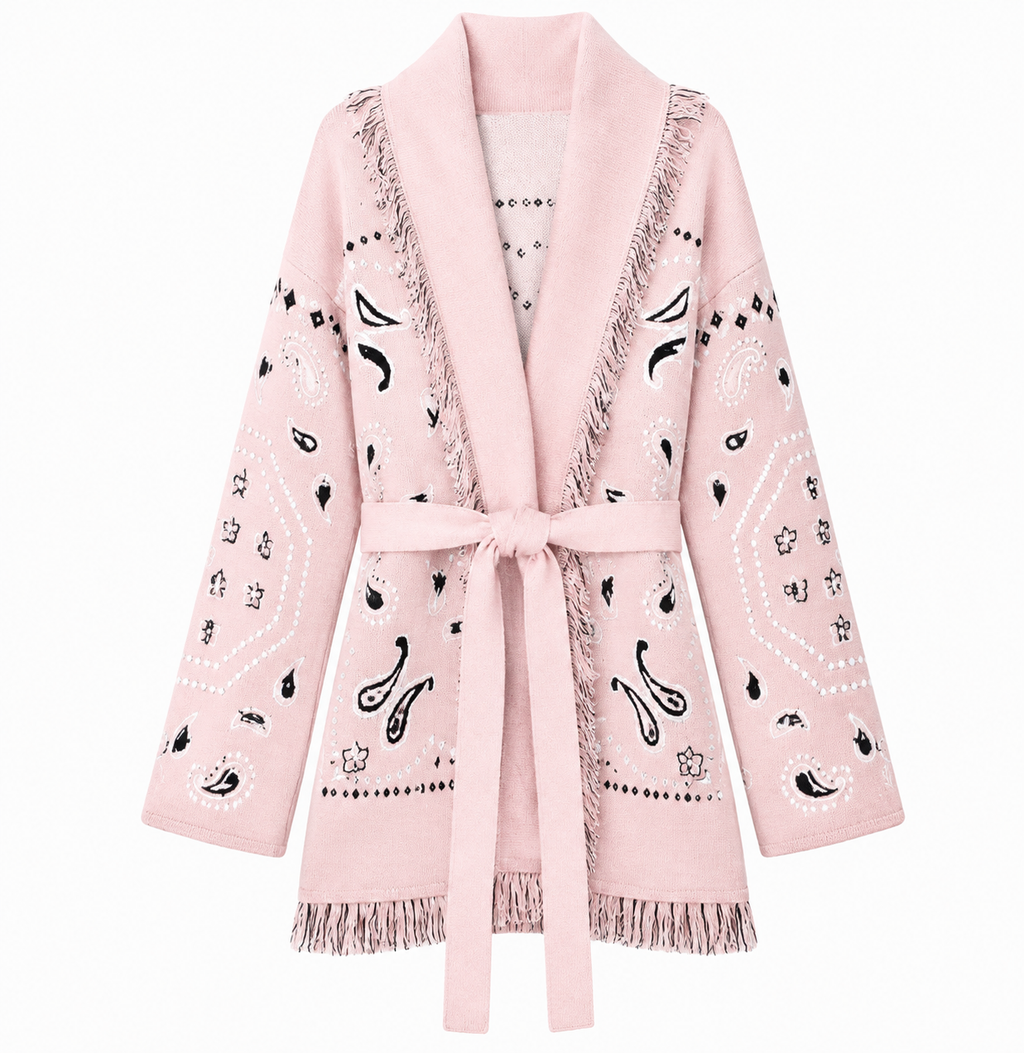 Stella – Pink Fringe Cardigan