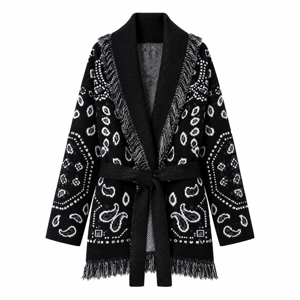 Monica  – Black/White Fringe Cardigan