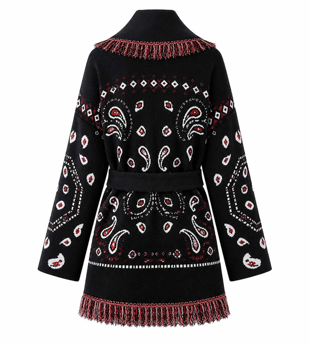 Valeria  – Red/Black Fringe Cardigan