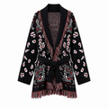 Valeria  – Red/Black Fringe Cardigan