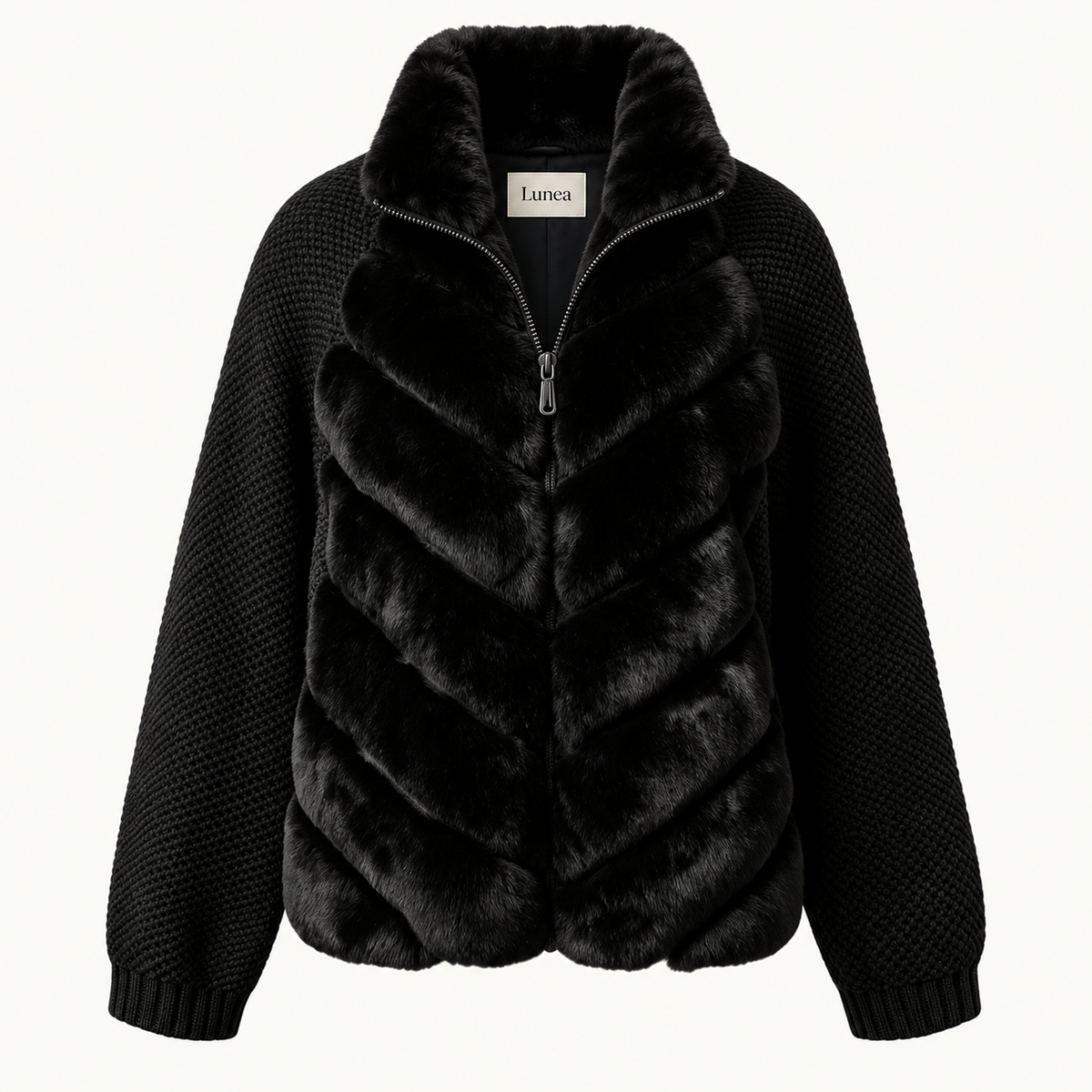 Freya - Black Fur Sleeve Jacket