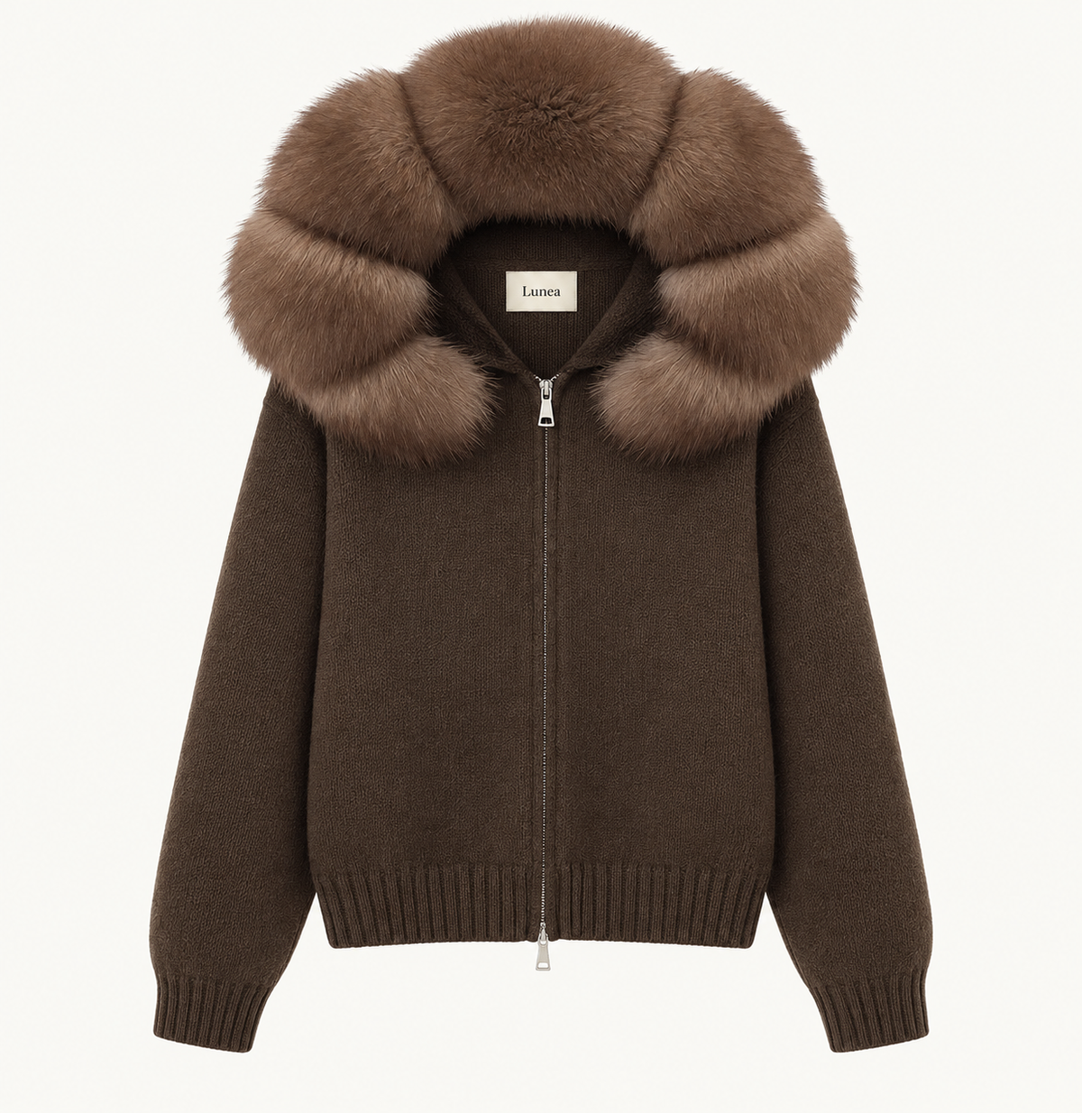 Odette - Hooded Fox Fur Collar Jacket