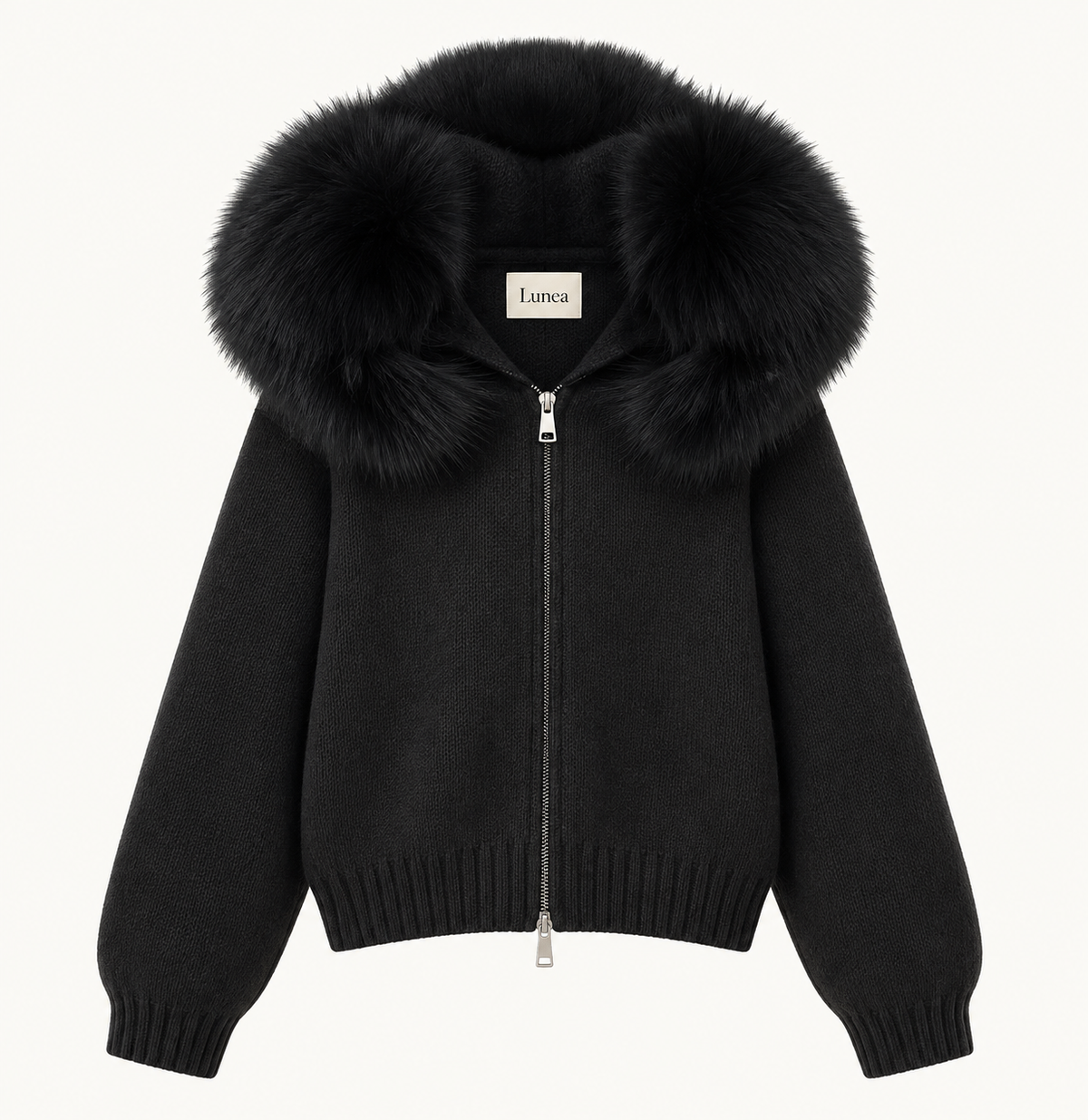 Odette - Hooded Fox Fur Collar Jacket