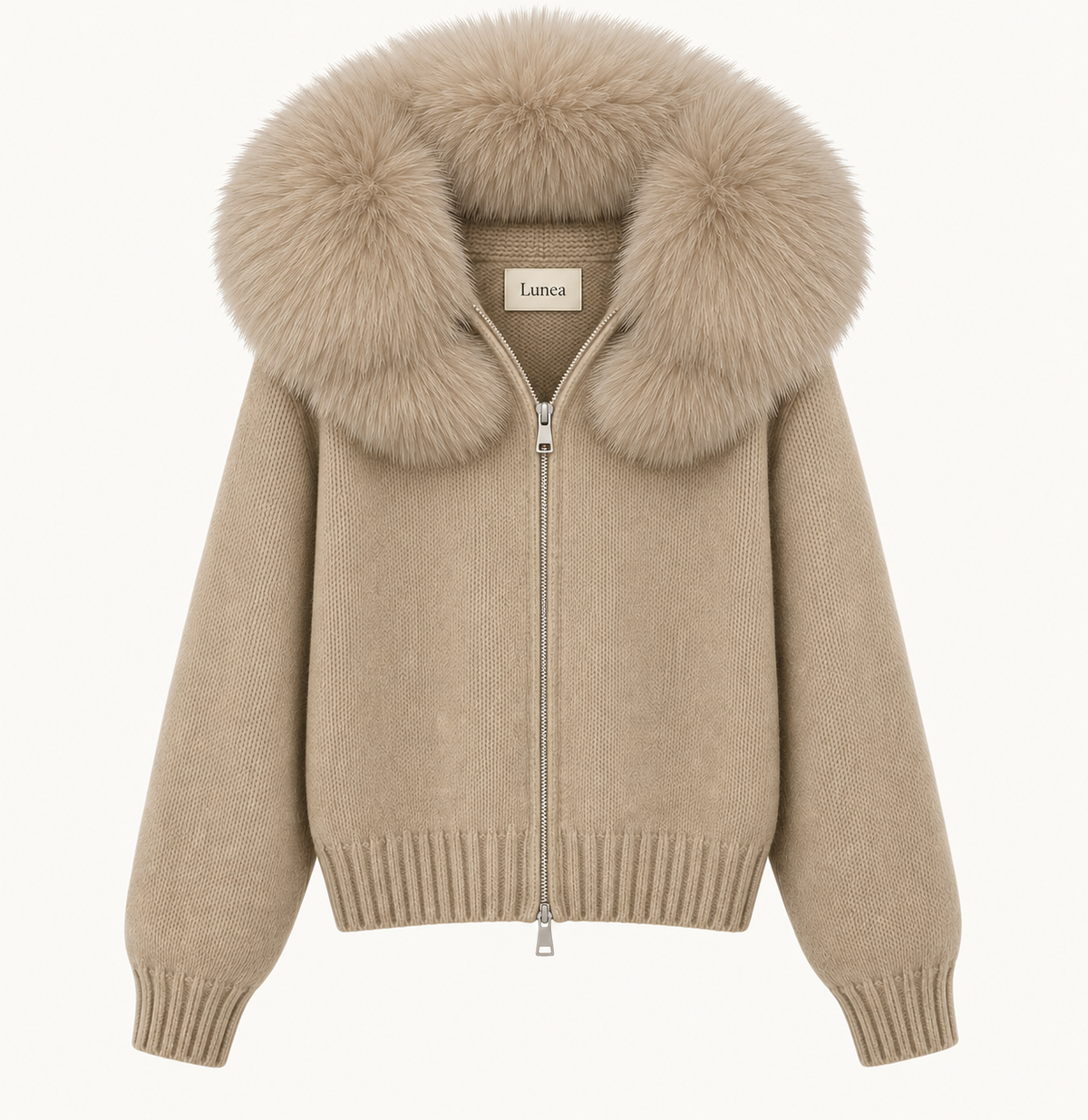 Odette - Hooded Fox Fur Collar Jacket