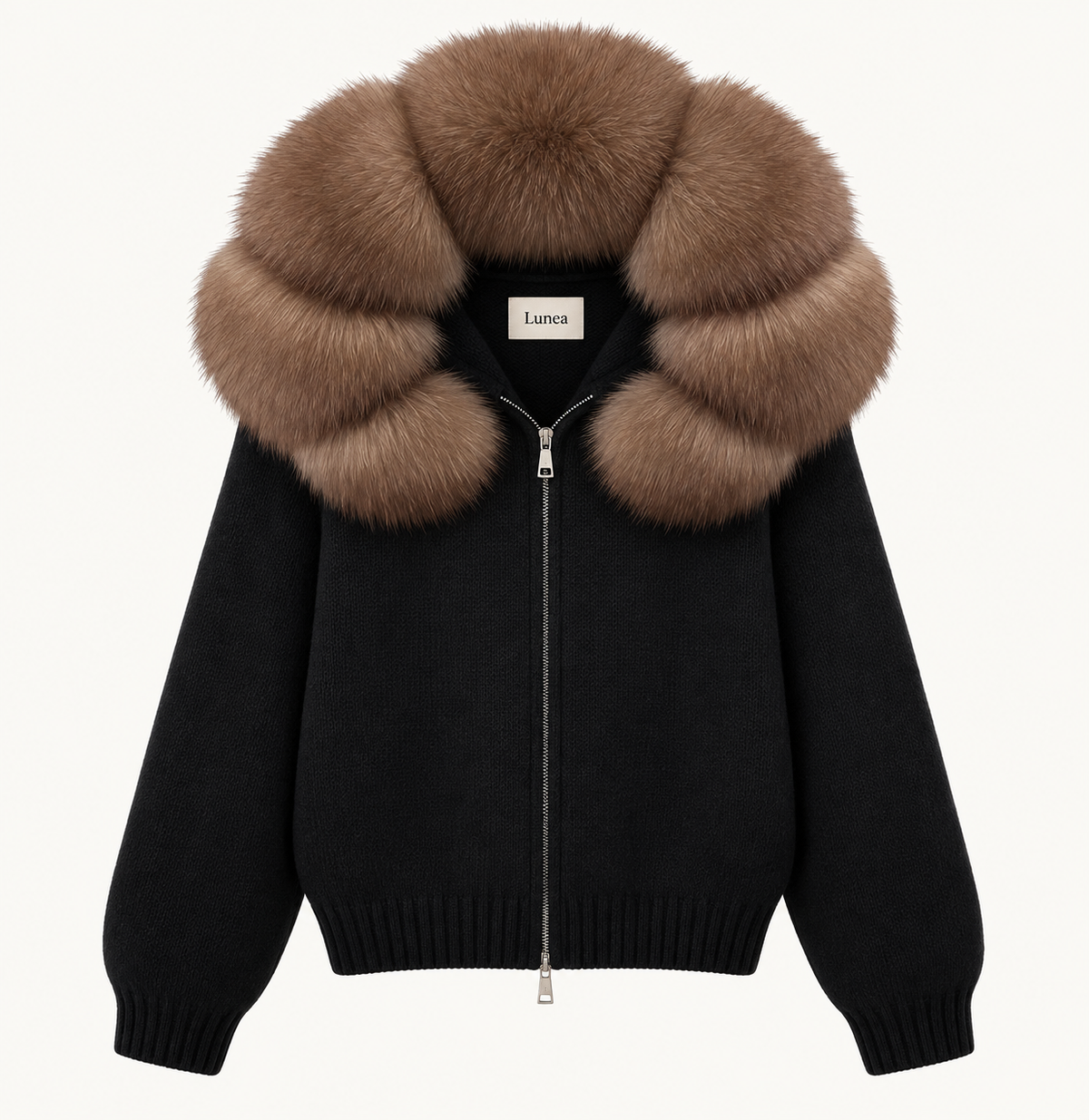 Odette - Hooded Fox Fur Collar Jacket