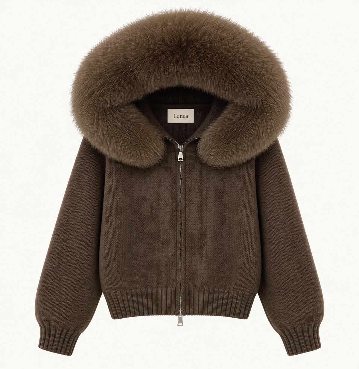 Odette - Hooded Fox Fur Collar Jacket