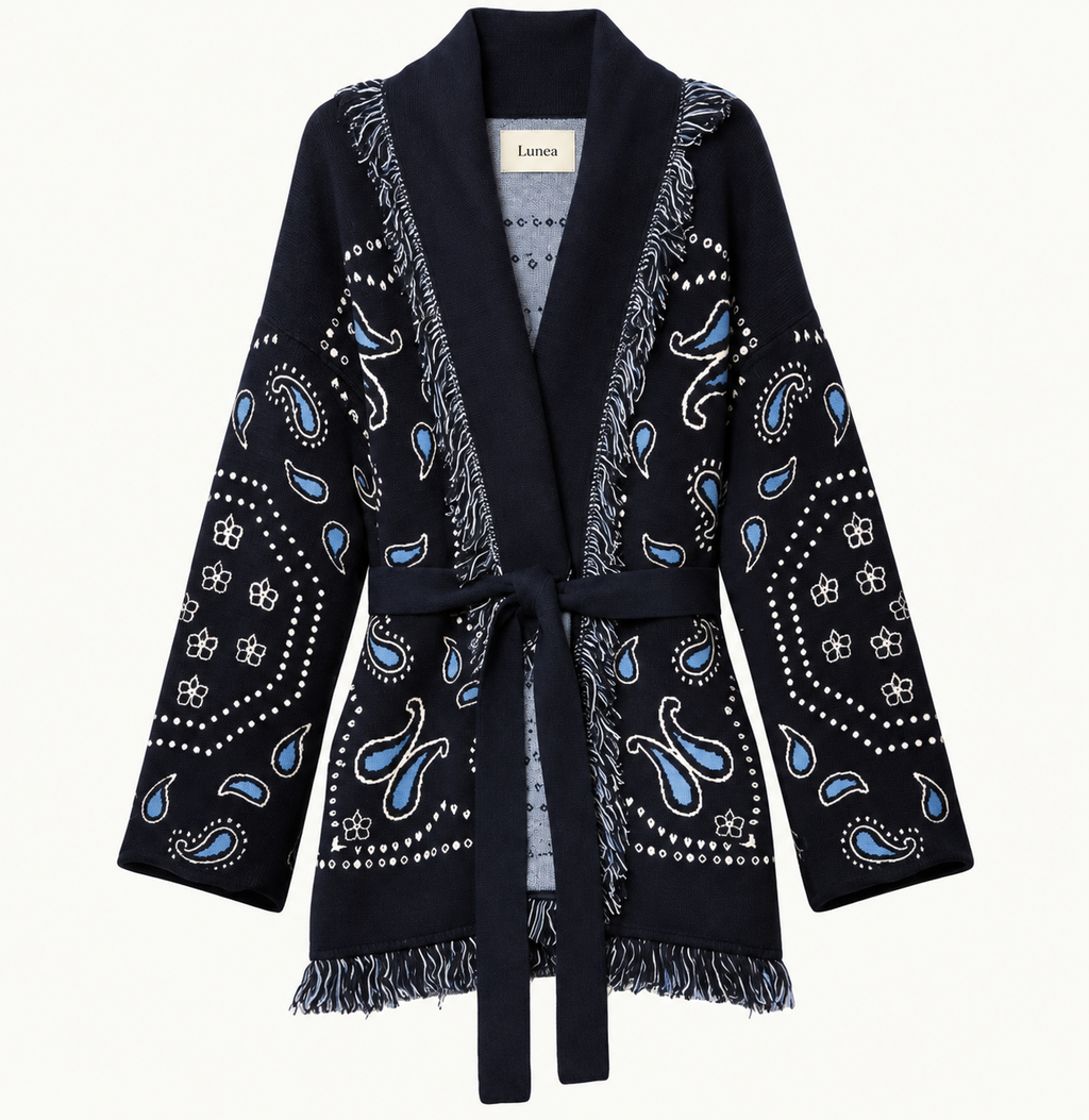 Isabelle – Navy Fringe Cardigan
