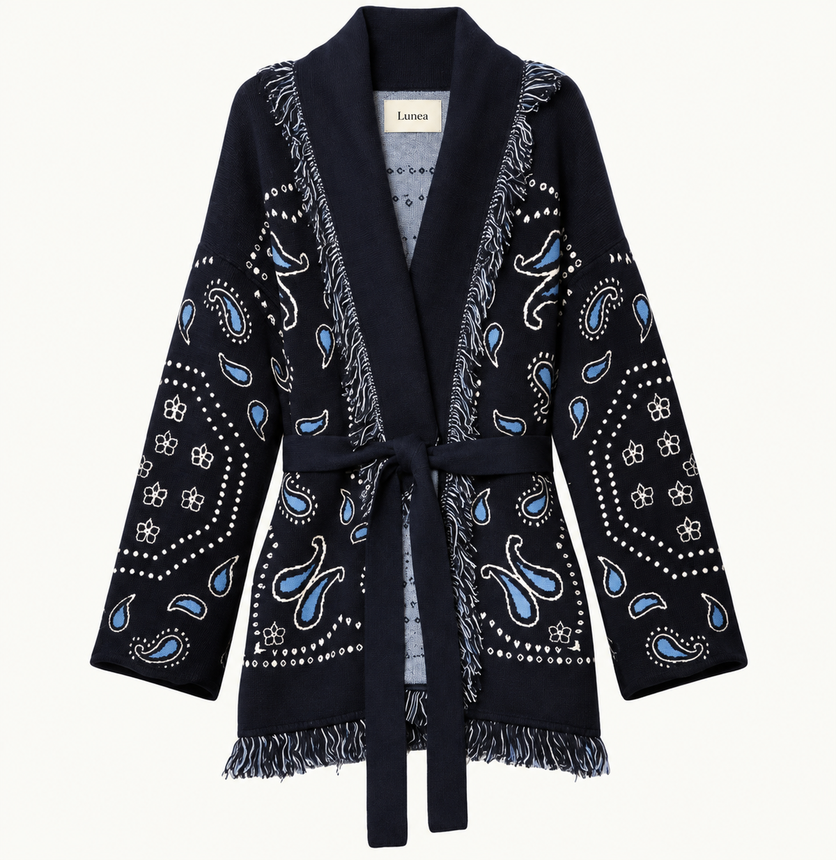 Isabelle – Navy Fringe Cardigan