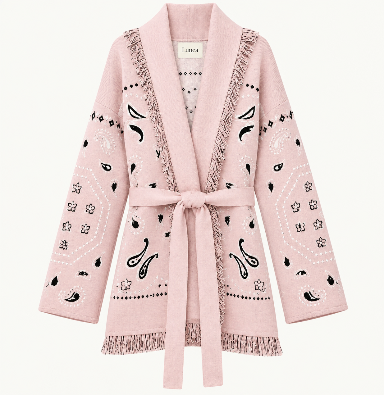 Sabrina – Pink Fringe Cardigan
