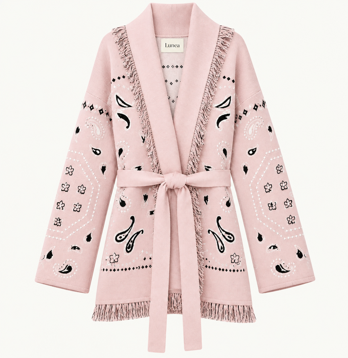 Sabrina – Pink Fringe Cardigan