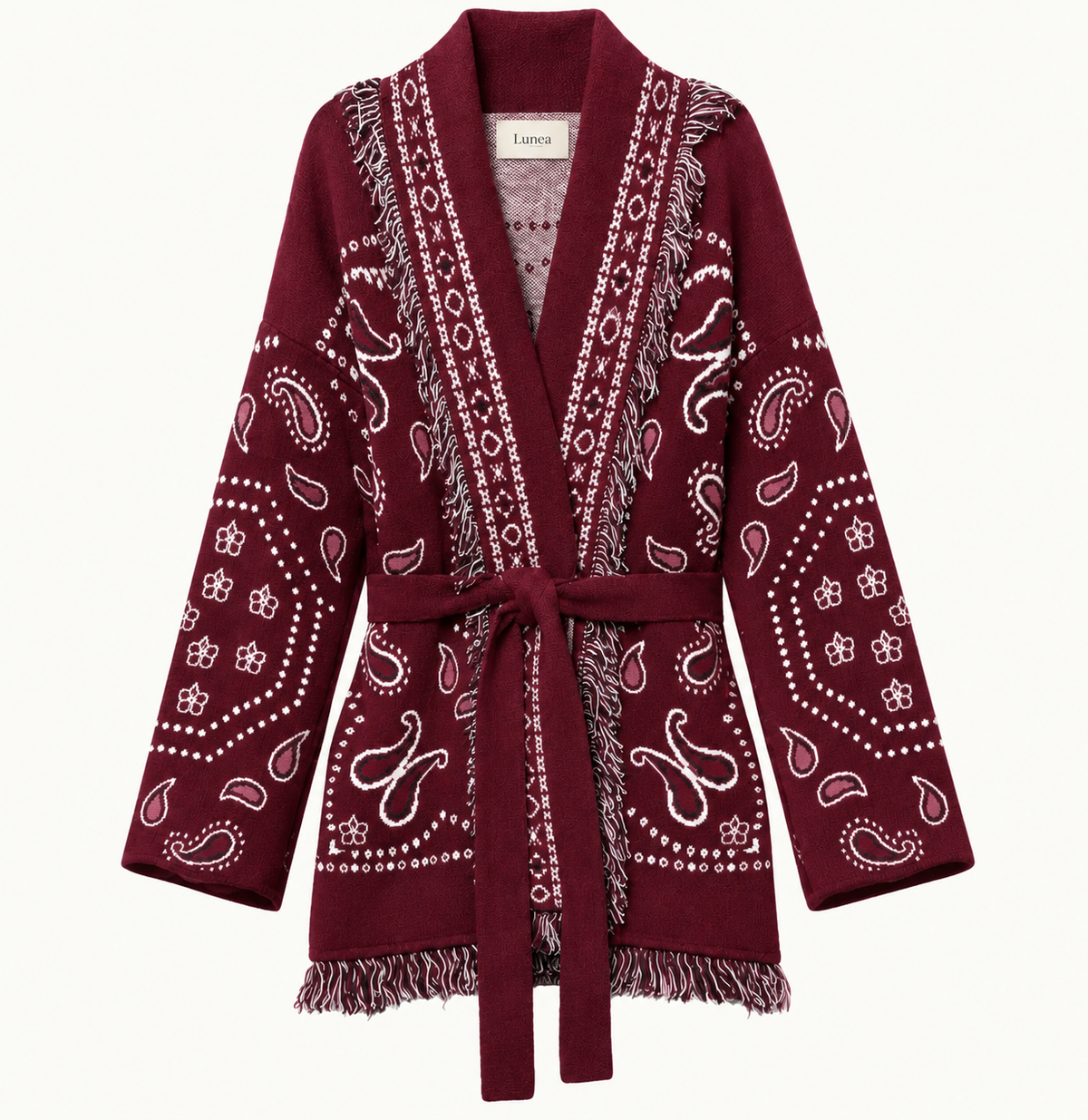 Giulia – Burgundy Fringe Cardigan