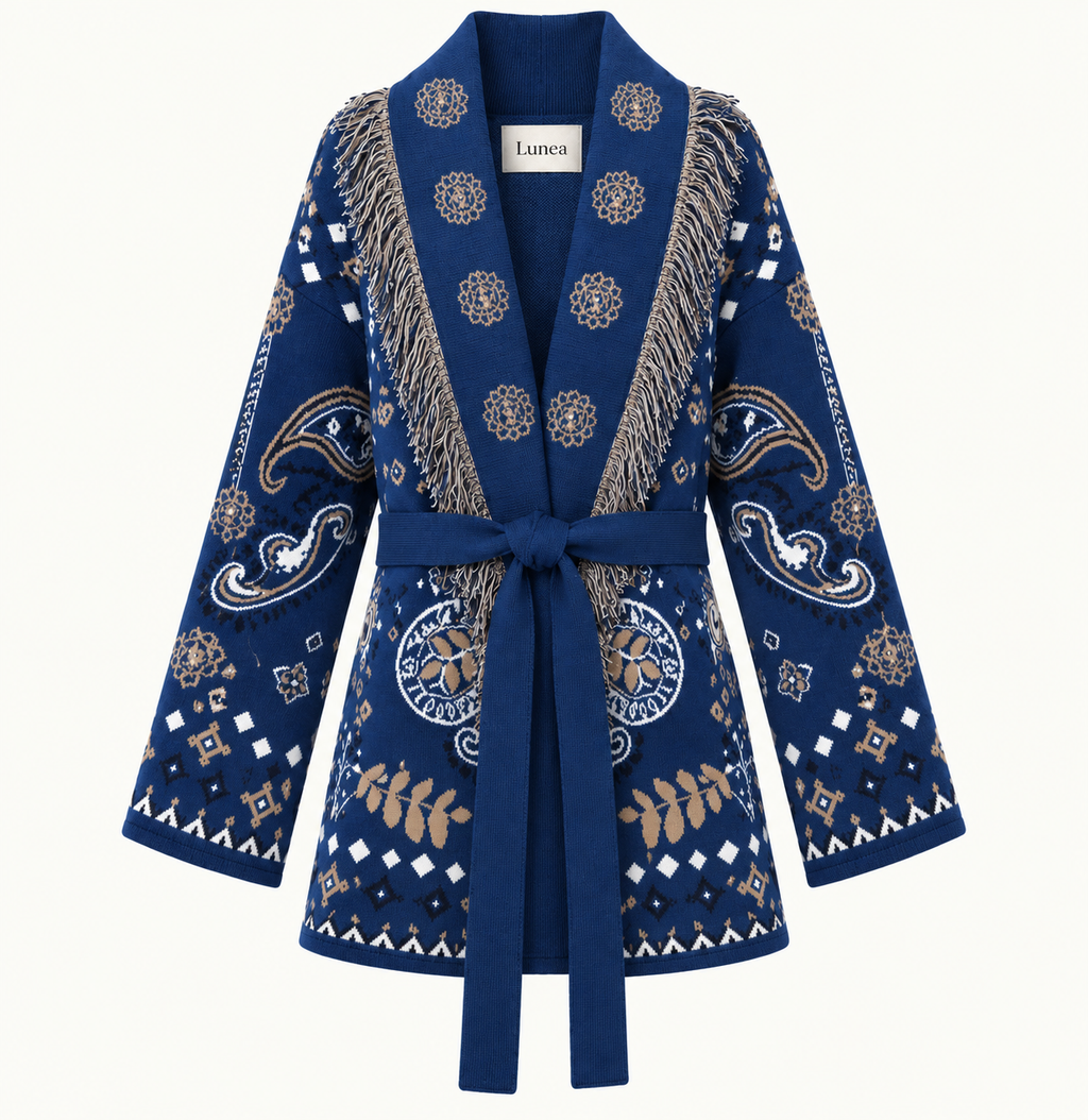 Francesca - Navy/Brown Cardigan