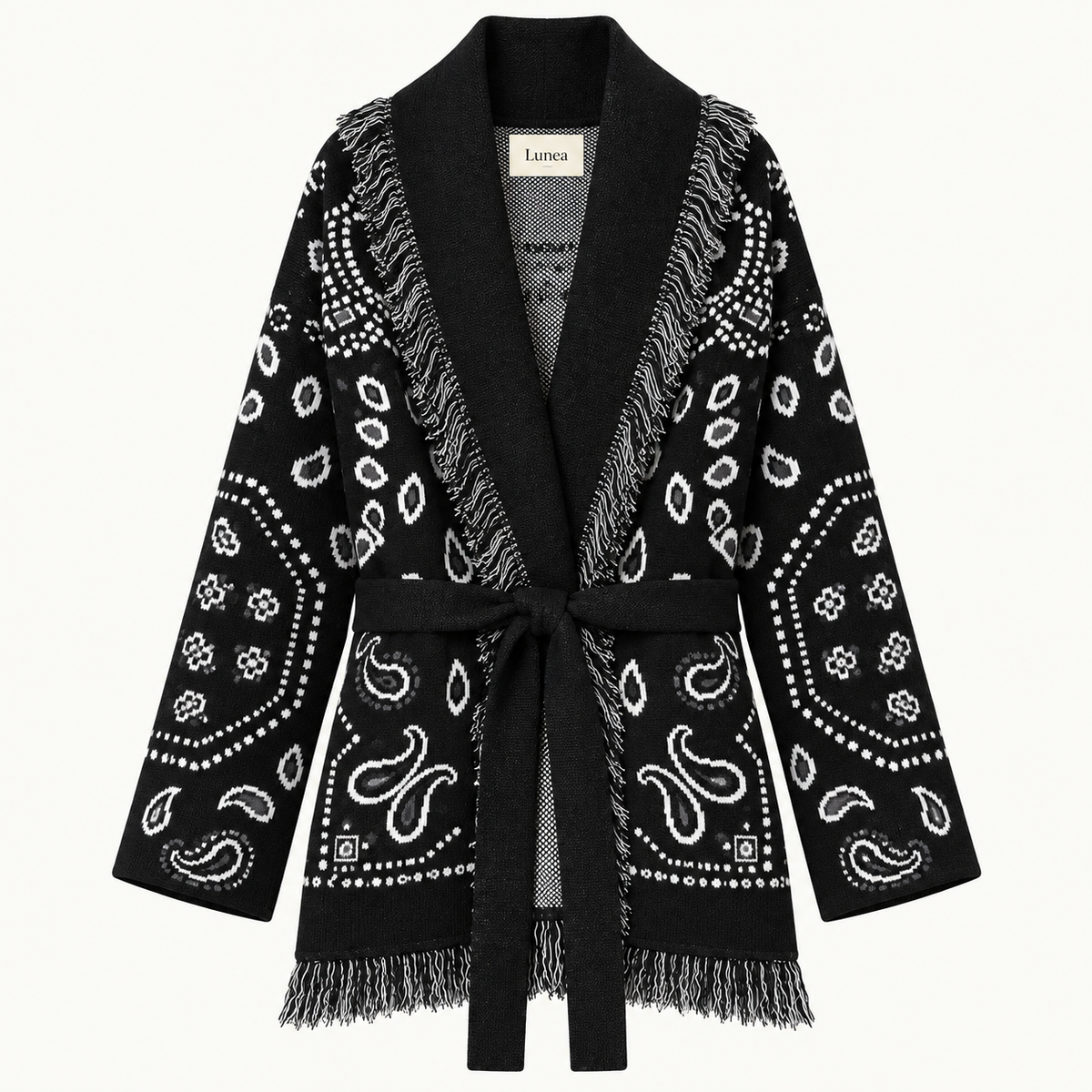 Monica  – Black/White Fringe Cardigan