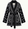 Monica  – Black/White Fringe Cardigan