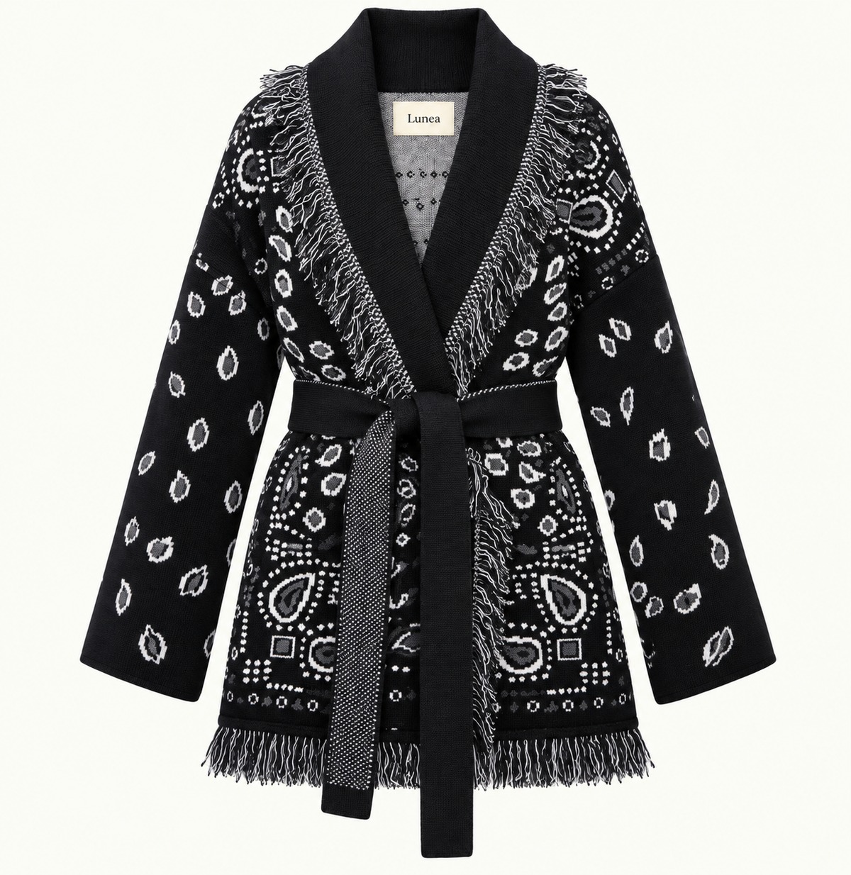 Monica  – Black/White Fringe Cardigan