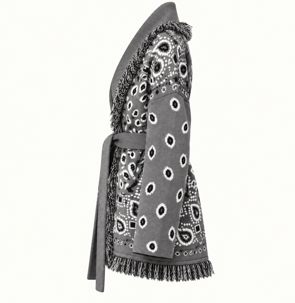 Sandra – Grey Fringe Cardigan