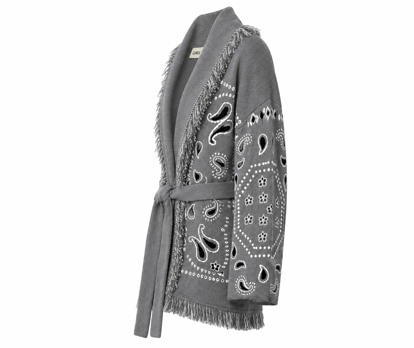 Sandra – Grey Fringe Cardigan