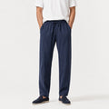 Men Linen Trousers - Navy