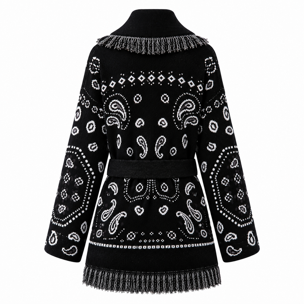 Monica  – Black/White Fringe Cardigan