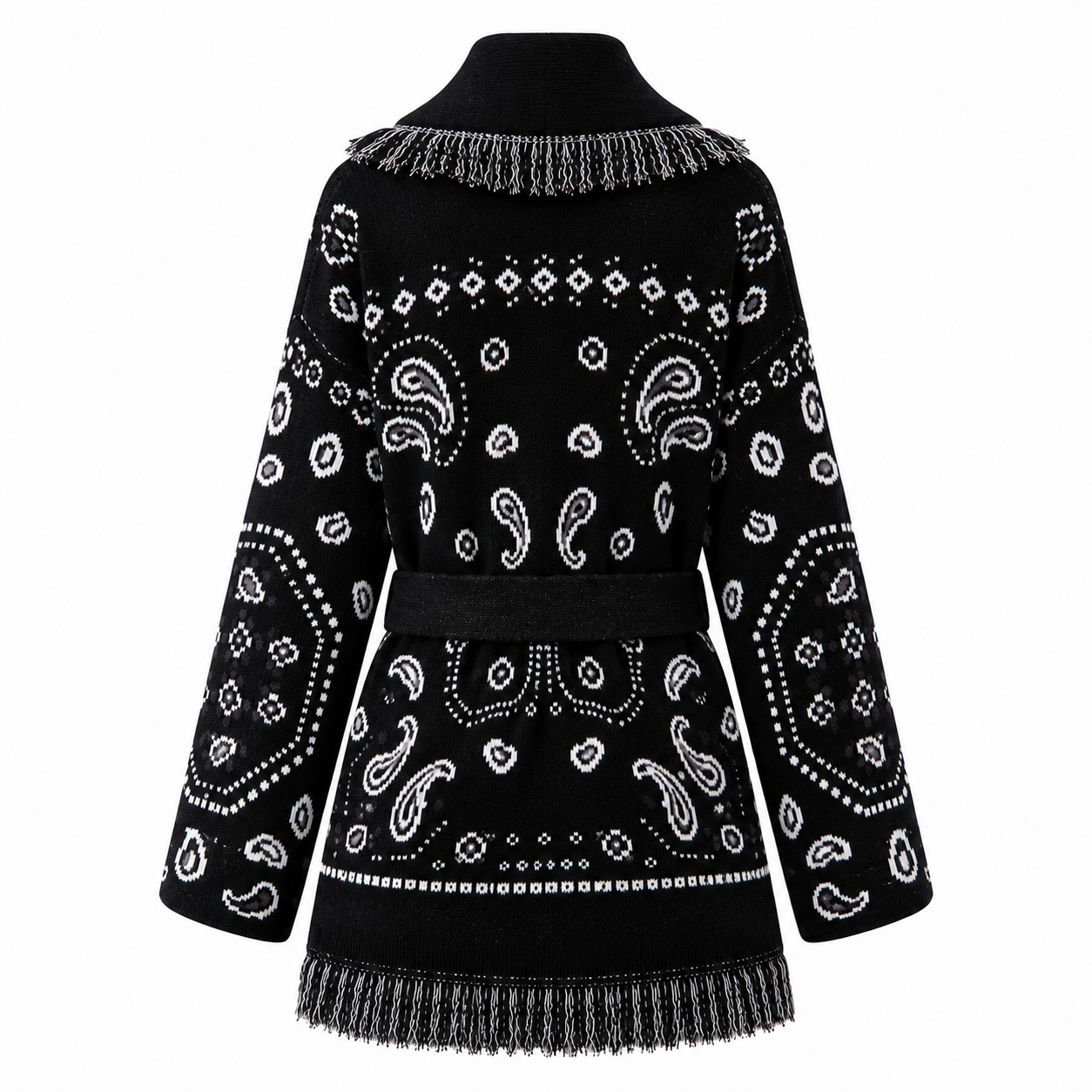 Monica  – Black/White Fringe Cardigan