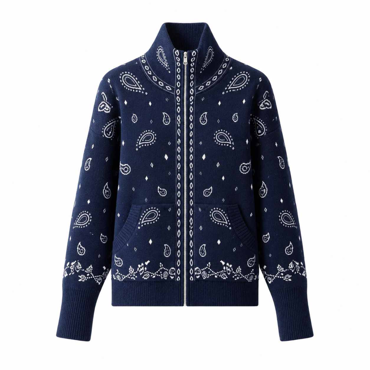 Aliyah - Navy Zipped Up Cardigan