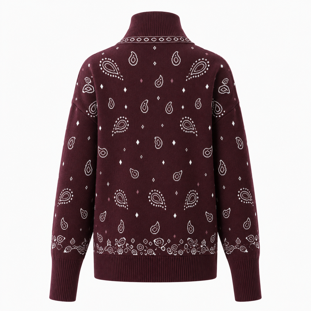 Micaela - Burgundy Zipped Up Cardigan