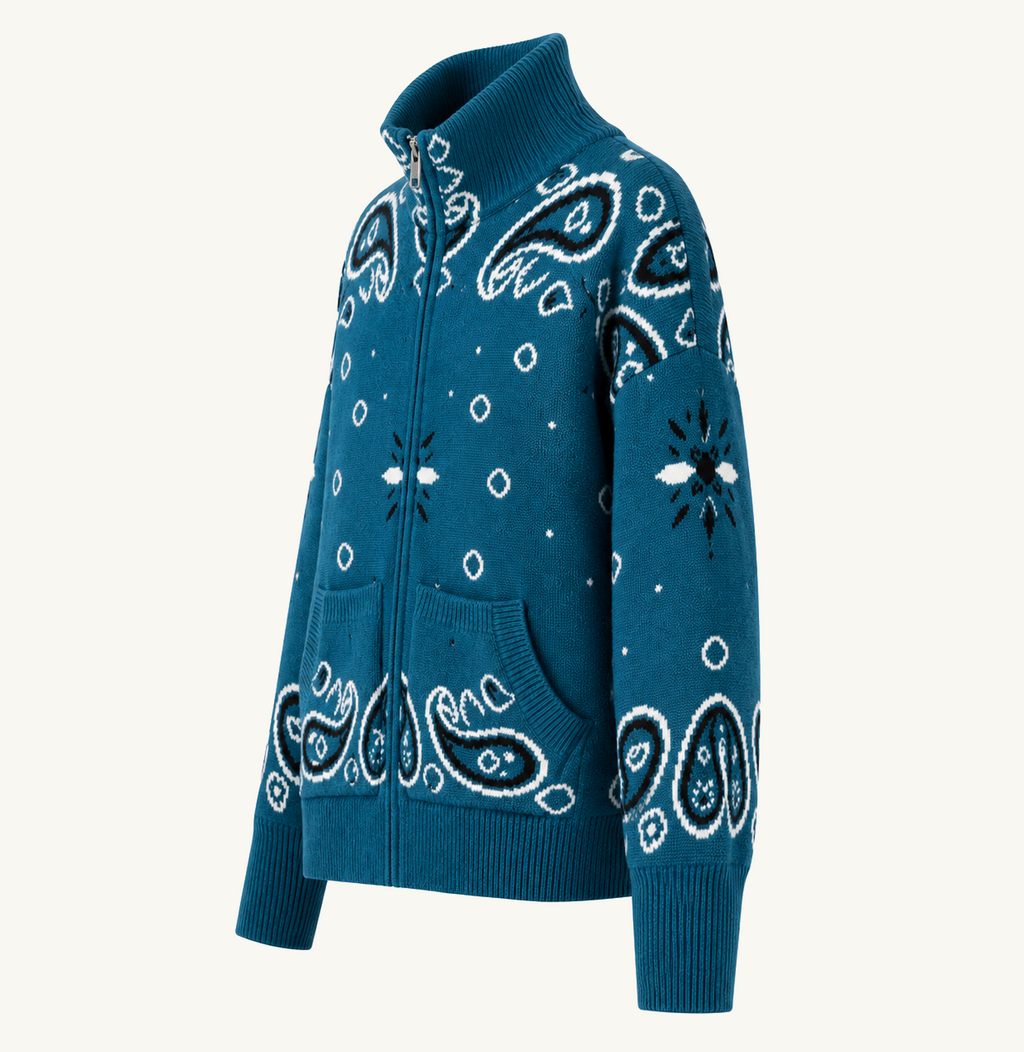 Blue Zip Up Cardigan
