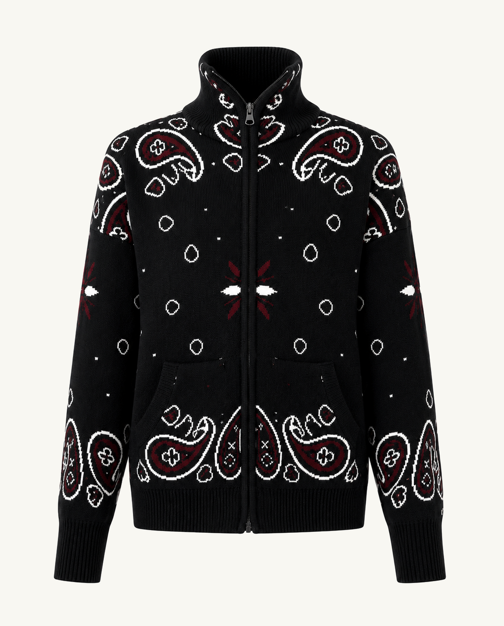 Black/Red Zip Up Cardigan