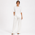 Asymmetric Lace Hem T-Shirt - White