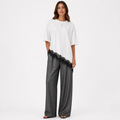 Asymmetric Lace Hem T-Shirt - White/Black