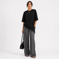 Asymmetric Lace Hem T-Shirt - Black