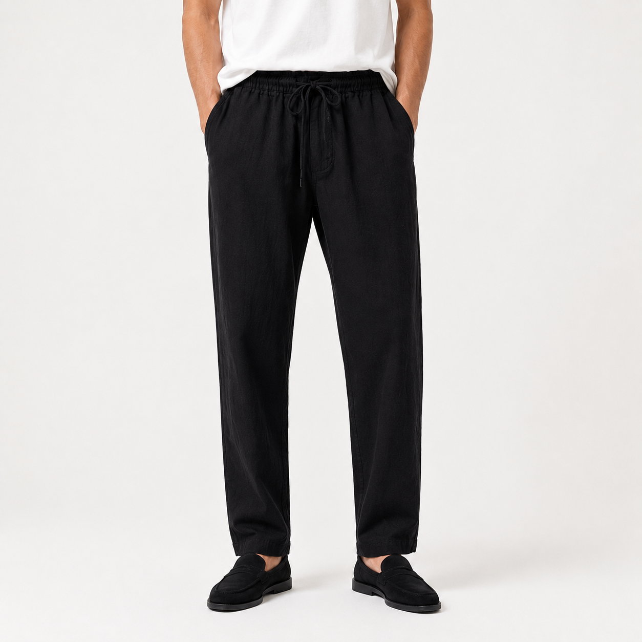 Men Linen Trousers ~ Black