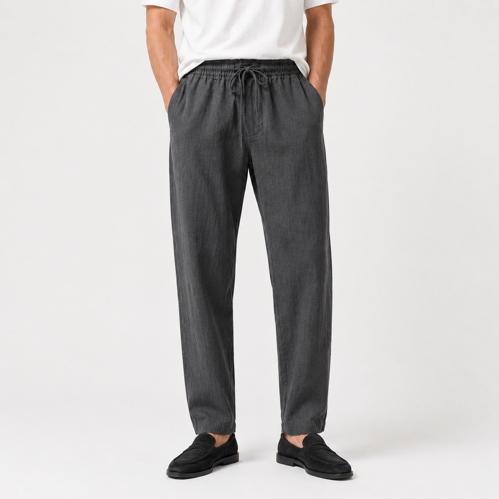 Men Linen Trousers - Grey