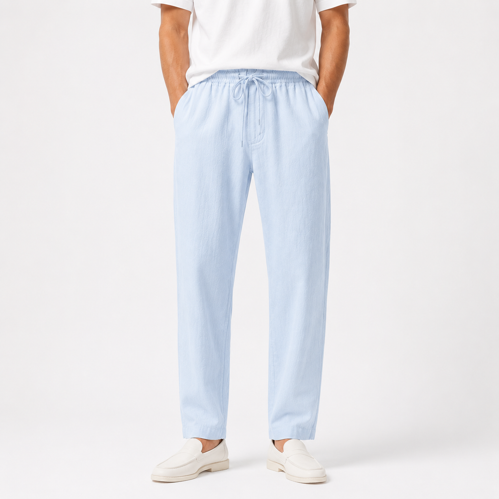 Men Linen Trousers - Sky Blue