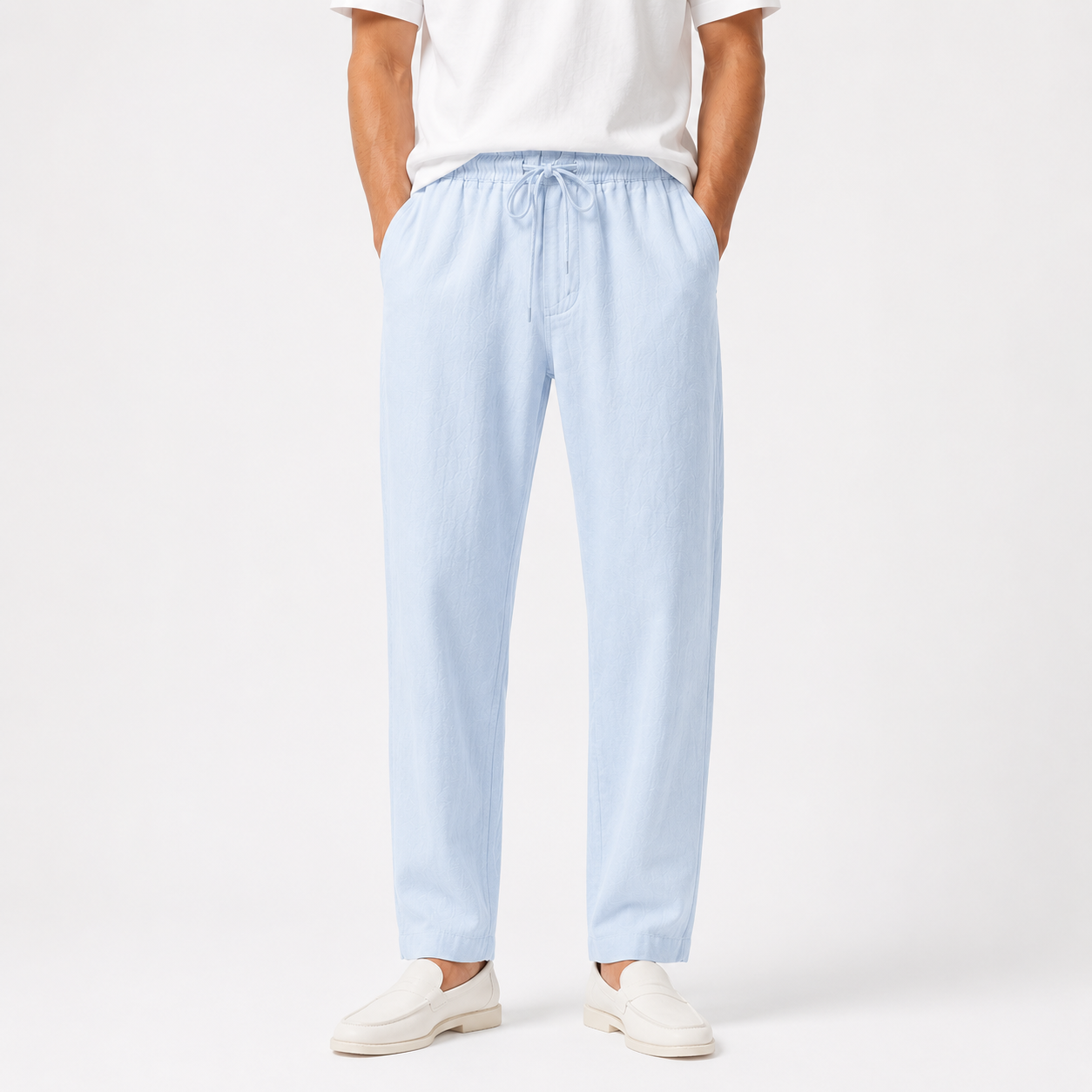 Men Linen Trousers - Sky Blue