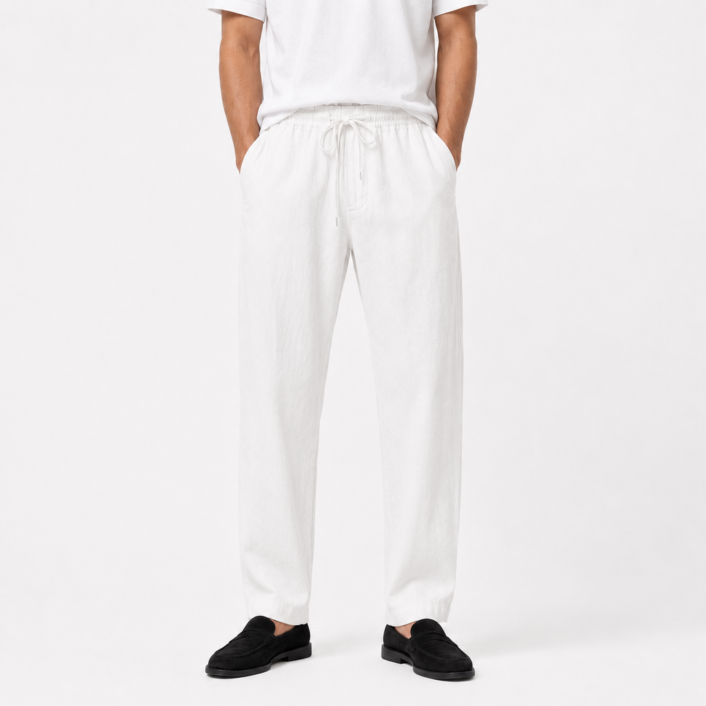 Men Linen Trousers - White