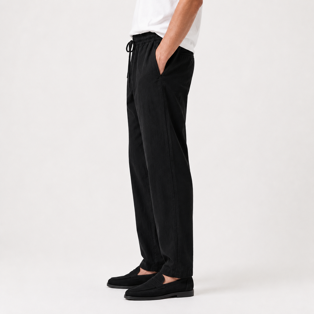 Men Linen Trousers ~ Black